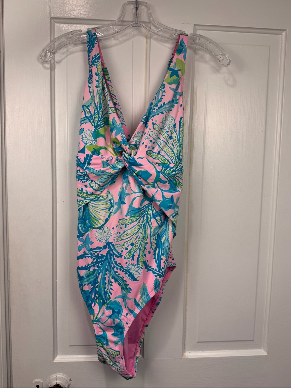 Lilly Pulitzer Pink Tropical One-Piece with Knot Front